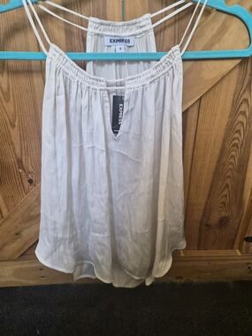 NWT Express White Halter Tank Top Small Flowy Blouse Minimalist